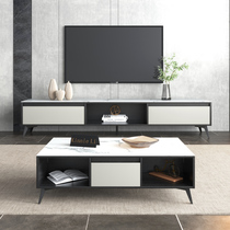Rock board TV cabinet coffee table combination Nordic light luxury modern simple living room small apartment marble TV cabinet