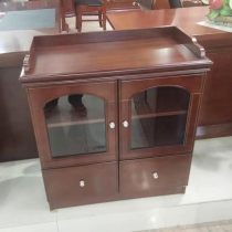 Office Environmentally Friendly Wood Leather Tea Water Cabinet Meeting Room Table Side Lockers Short Cabinet Brief Modern Tea Set Cabinet Wine Water Cabinet