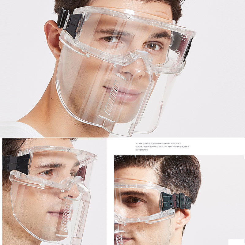 Protective face screen transparent anti-splash windproof sand polished dust-proof smoke-proof laboratory anti-liquid glasses mask