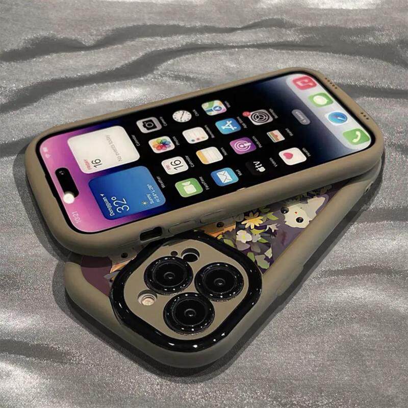 Телефон протектор объектива  适用于苹果15/16pro max手机壳可爱花丛小猫iphone14/13硅胶全包 Prseela