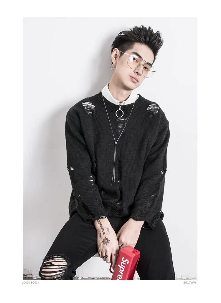 Tide thương hiệu áo len nam mùa thu đông cá tính Phong cách áo len retro phiên bản Hàn Quốc của xu hướng áo len đôi áo hoodie cặp