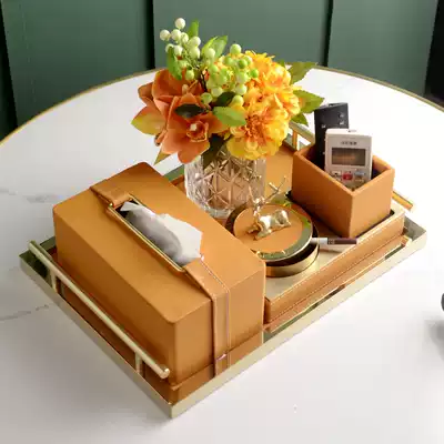 Sanitary carton American home living room creative simple Nordic ins orange light luxury tea table tissue box set ornaments