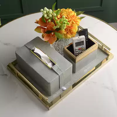 Sanitary carton Nordic style American tissue box living room light luxury new Chinese model room high grade leather napkin carton