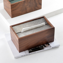 Cow fur solid wood tissue box walnut living room high-end light luxury new Chinese-style home desktop paper box ornaments