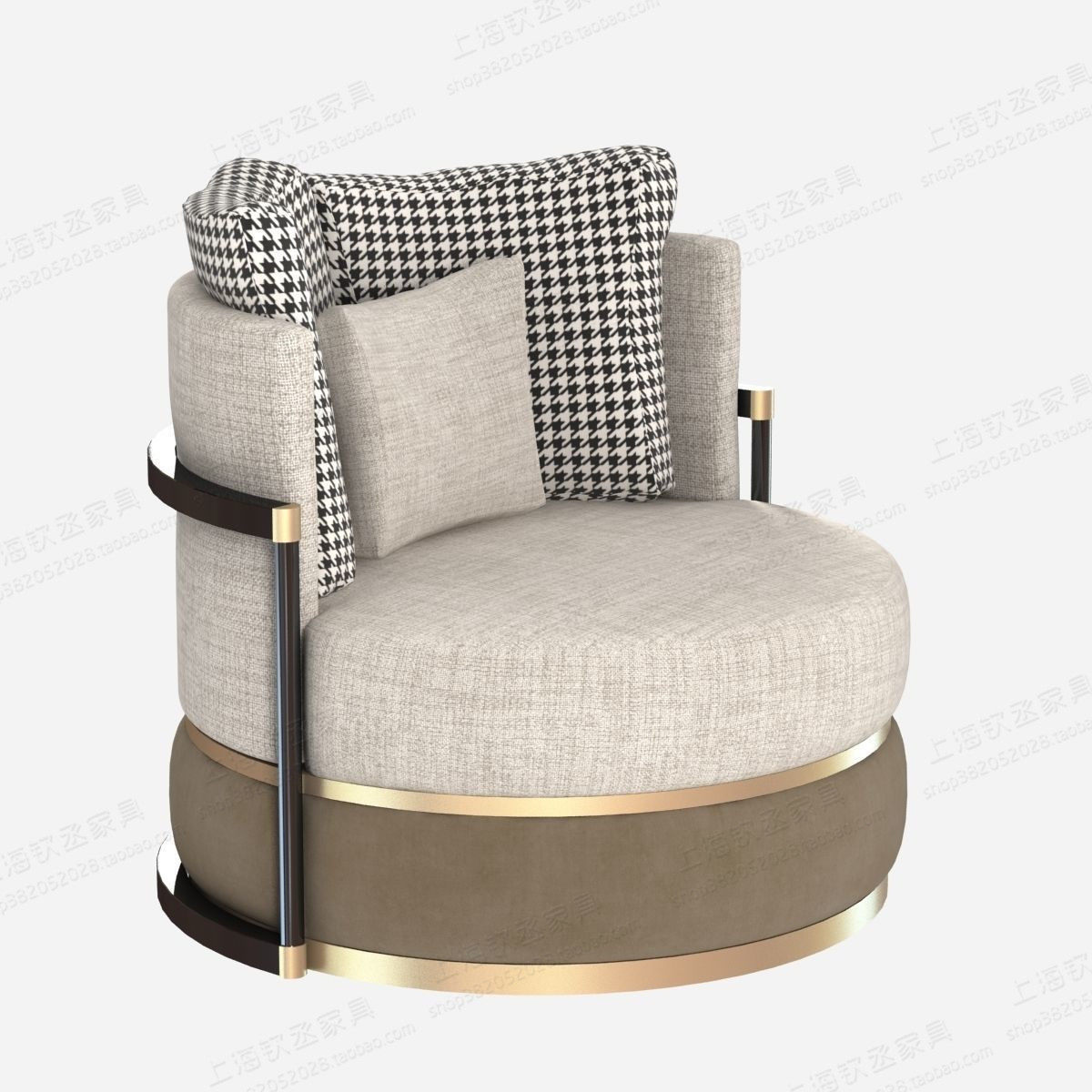 Nordic iron single sofa chair postmodern minimalist small apartment living room designer houndstooth light luxury negotiation chair
