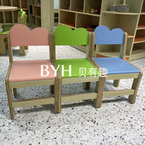 New type of kindergarten large class middle class and small class solid wood multi-layer board baby back chair early education center learning stool