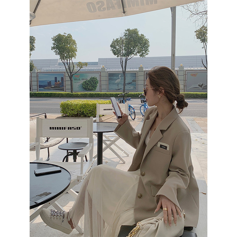 cchen chen chen _ curry suit jacket woman 2022 spring autumn new design feeling small and casual fried street little west suit