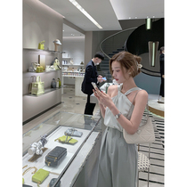 cchen Chen Chen_French print halter top women 2022 summer new camisole sleeveless strapless shirt