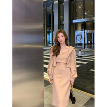 cchen Chen Chen_Sports suit womens early autumn fashion 2022 new western style casual Hong Kong style sweater two-piece set