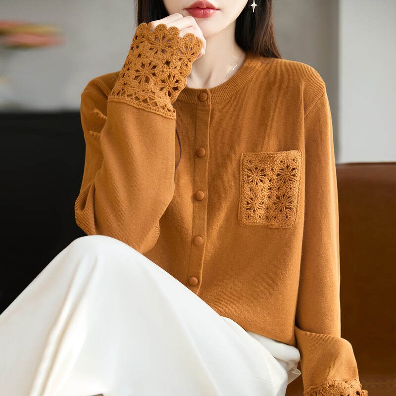 2026 New Lace Pocket Button Knit Cardigan Jacket for Women, Spring and Autumn Plus-Size Women's Top, Autumn and Winter Sweater 2026 New Lace Pocket Button Knit Cardigan Jacket for Women, Spring and Autumn Plus-Size Women's Top, Autumn and Winter Sweater