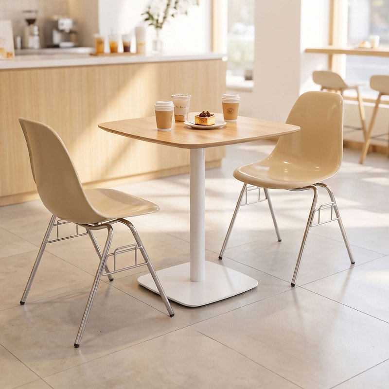 Korean-Style Cafe Table and Chair Set, Milk Tea and Dessert Shop Seating Area, Dining Table and Chairs, Natural Wood Style, Trendy Restaurant Table Korean-Style Cafe Table and Chair Set, Milk Tea and Dessert Shop Seating Area, Dining Table and Chairs, Natural Wood Style, Trendy Restaurant Table