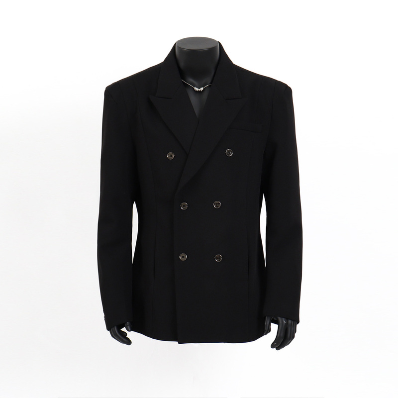Starlit Sky High-End Black Blazer for Men, Niche Design, Raised Shoulders, Waist-Cinching, Double-Breasted Suit, Trendy