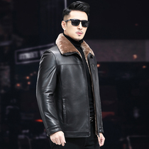 Cow Leather Leather Leather Clothing Mens Wool Liner Leather Jacket Warm 2021 New Pure Color Fur Integrated Winter Jacket