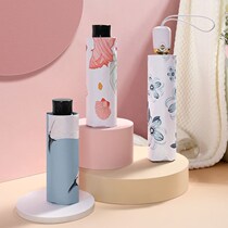 Japan CK mini sun umbrella womens sun and rain dual-use automatic vinyl parasol small three-fold sunscreen UV