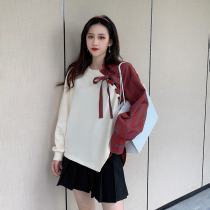 Careful machine sweater pleated skirt set lazy wind loose Korean Academy style wear big size light familiar two-piece set