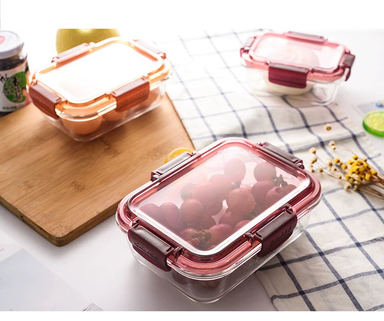 New crisper kích thước hộp ăn trưa lò vi sóng chịu nhiệt nắp hộp ăn trưa món ăn sinh viên kính cường lực