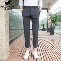 Fugui Bird Ice Silk Casual Pants Mens Business High-end Positive Dress 90% Pants Summer Thin Loose Straight Barrel West Pants Man