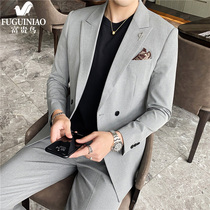 Fugui Bird Spring Autumn Season Trends West Suit Mens Body Suit Mens Youth Korean Version Casual Pure Color High-end Business Mens Clothing