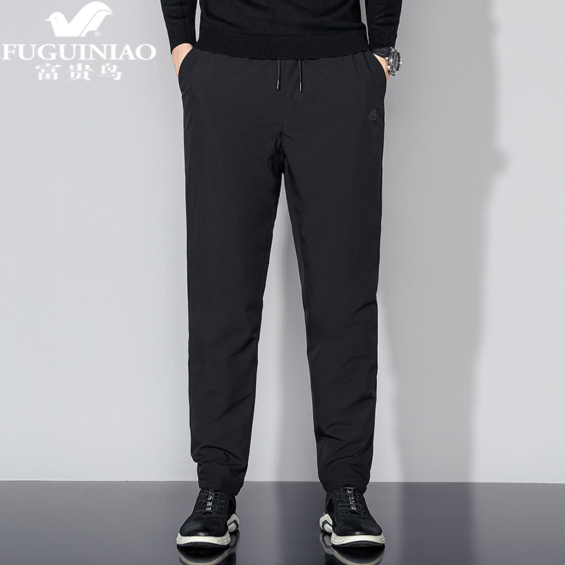 Fugui Bird Men's Down Pants Autumn winter outwear Thickened Warm Goose Down Pants Han Version Trendy Casual Straight Drum Long Pants