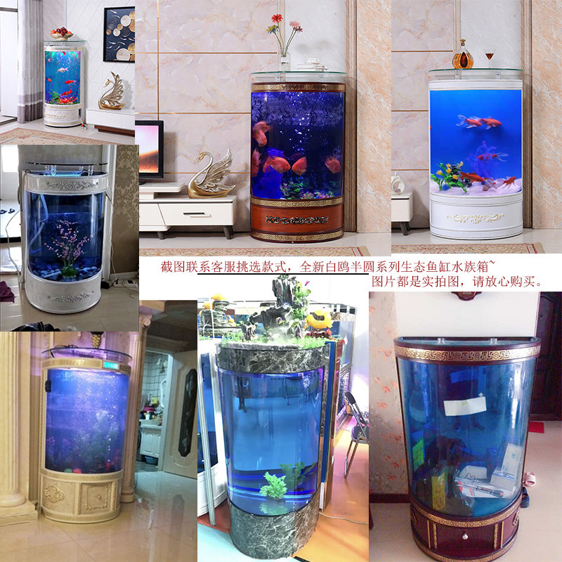 European-style semi-circular fish tank aquarium living room home large glass ecological free water change arowana tank landscaping cylinder