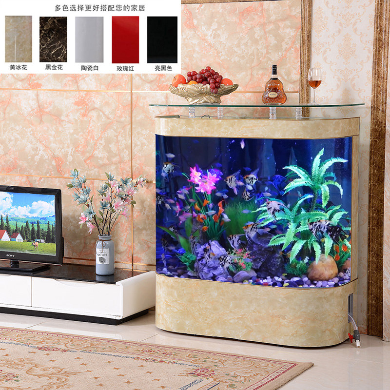 Fish tank aquarium household living room small glass free aquatic ecological scenery large bottom filter goldfish turtle cylinder
