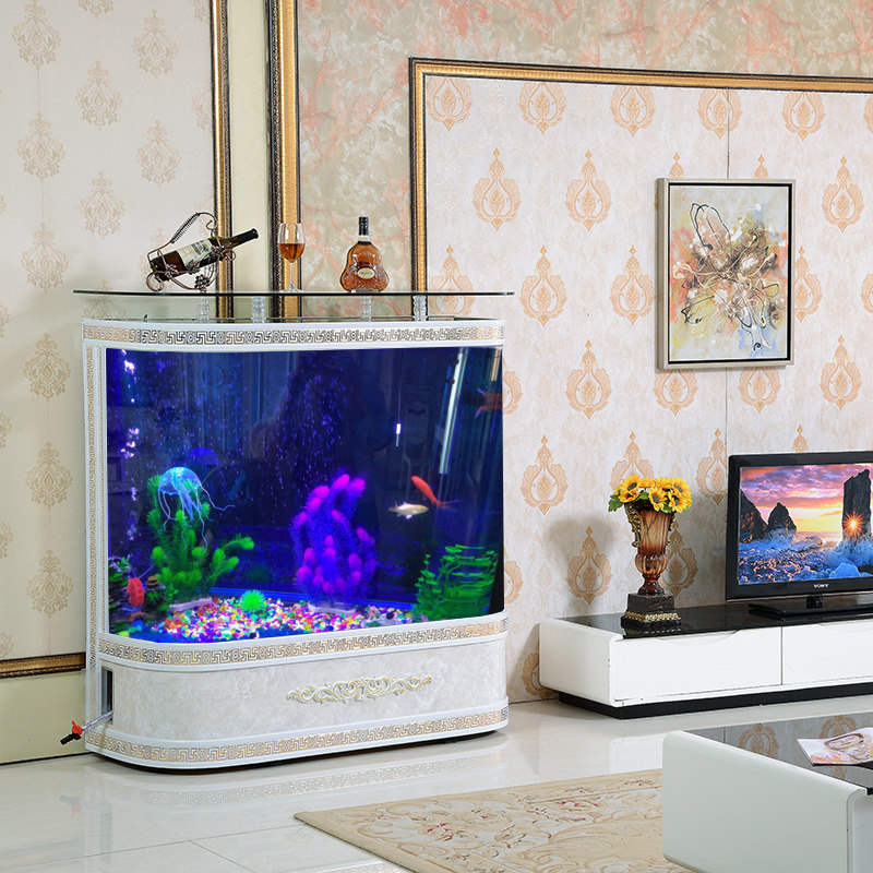 European-style circular ecological golden dragon fish tank aquarium living room household free water change office lucky dragon fish tank landscaping