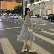 Big size 2020 early autumn dress fairy super sweet dating skirt female heart machine is fairy French little orange stalk skirt