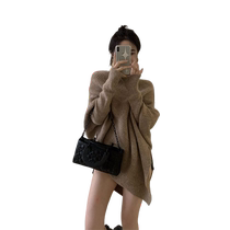 Irregular design high-neck knitted sweater for women 2022 autumn and winter new style loose high-end versatile fashion top