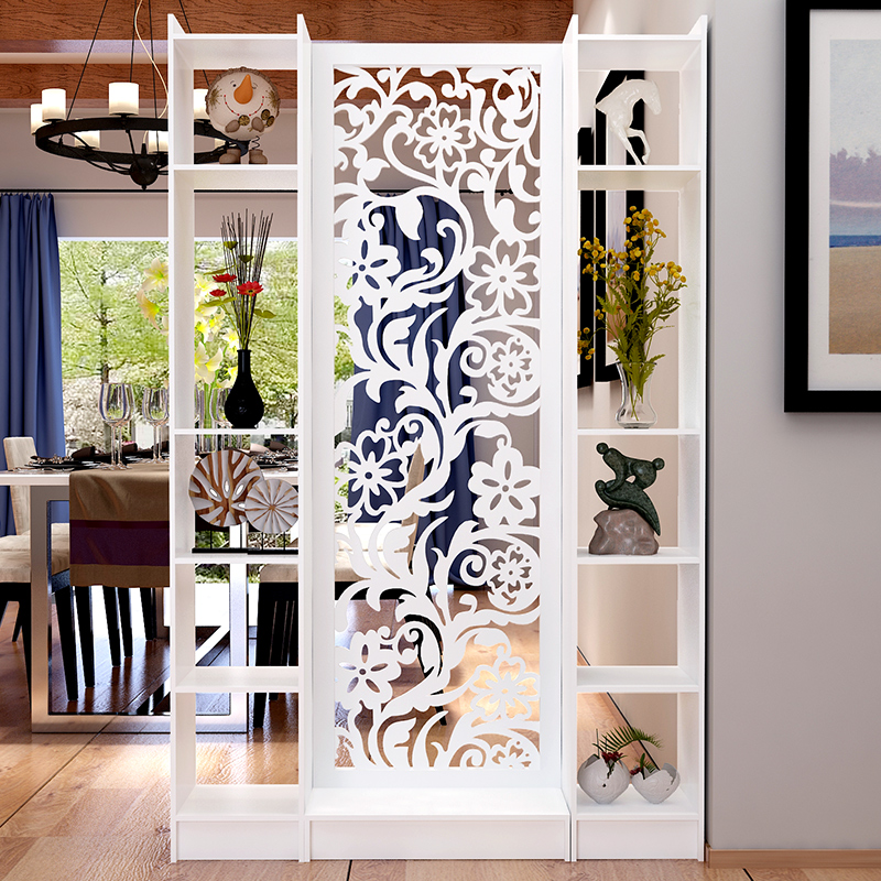 Euroscreen partition Carved Flowers CLOSED CABINET HOLLOWED-OUT MINIMALIST MODERN PARTITION CABINET LIVING-ROOM WHITE FOLD-SCREEN TWO-SIDED DOOR HALL