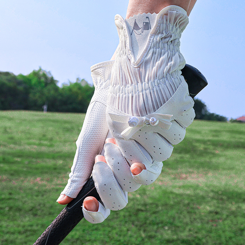 Golf Gloves for Women, Fingerless, Non-Slip, Wear-Resistant Gloves, Golf Gloves, Breathable Sun Protection Sports Gloves for Both Hands