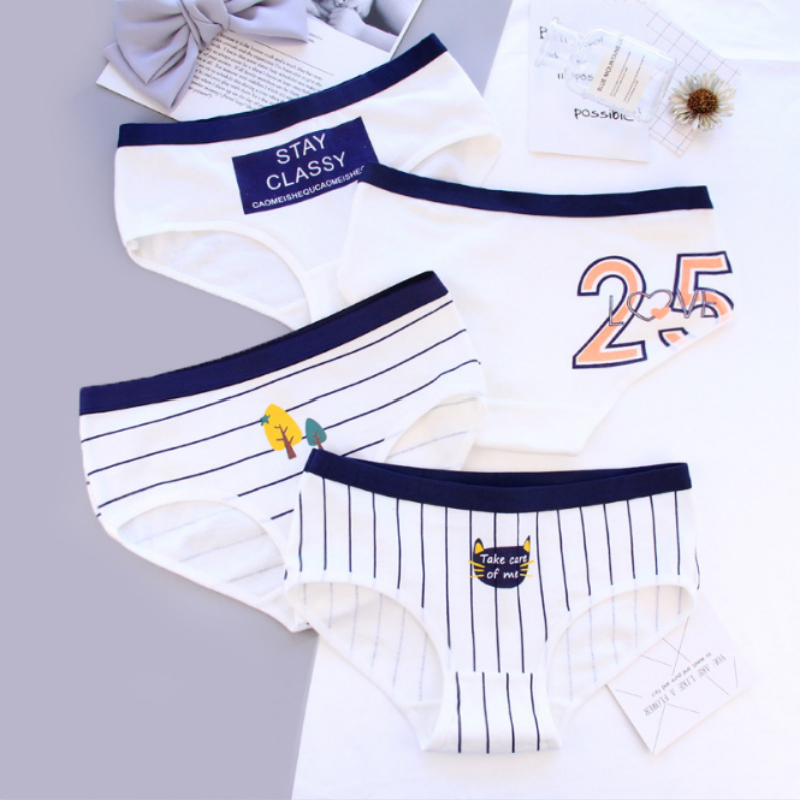2 tải nhẹ mô hình cặp đôi đồ lót kết hợp mới mô hình nam boxer nữ tam giác cặp đồ lót sọc bông quần lót đùi