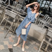 Đầm dự tiệc rất cổ tích của Pháp 2019 phụ nữ mới mùa xuân Hàn Quốc khâu váy denim mùa hè - váy đầm