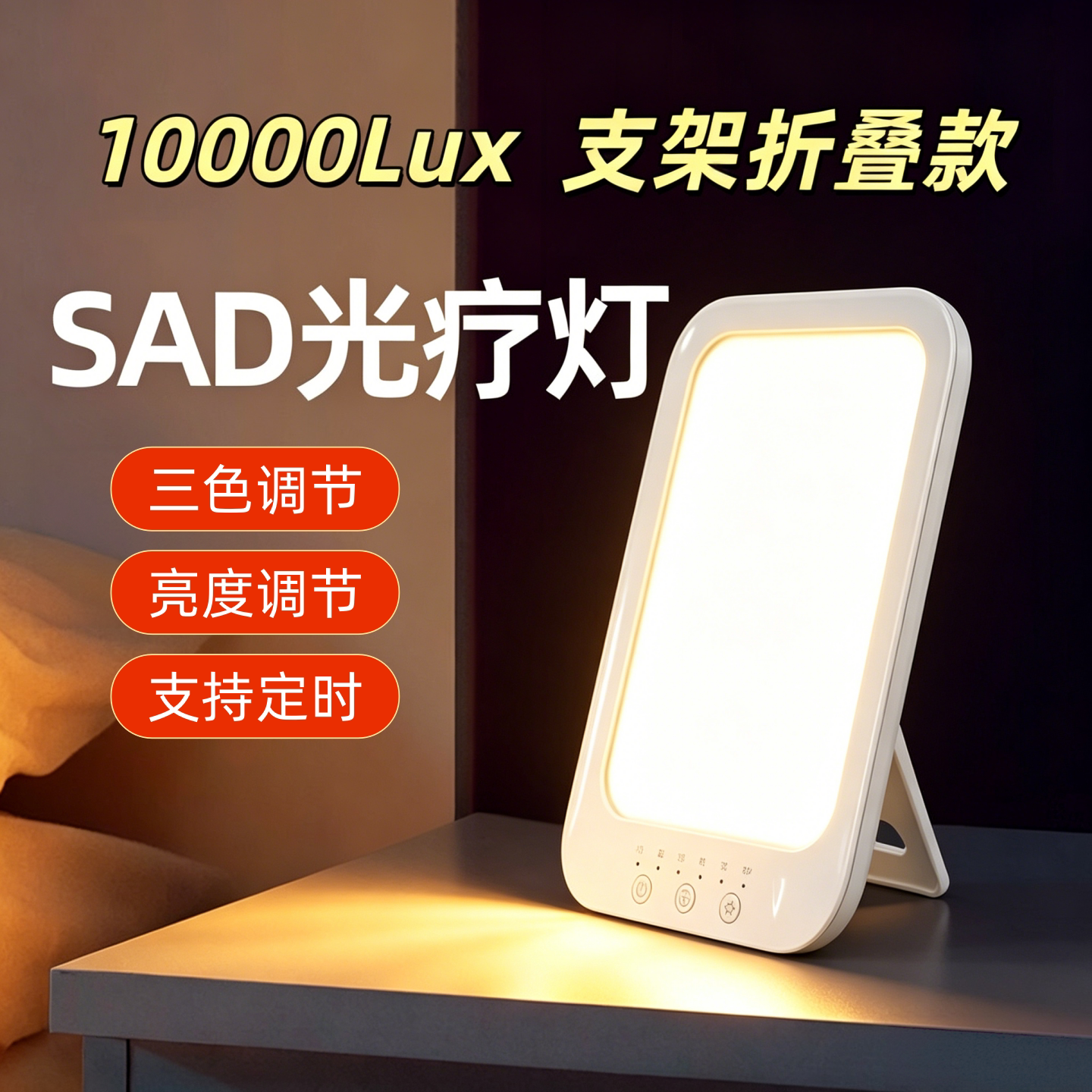 โคมไฟบำบัดอารมณ์เศร้า คลอบคลุมสเปกตรัมครบถ้วน ความสว่าง 10,000 ลักซ์ จำลองแสงแดด ใช้ภายในอาคาร แสงแดดเทียมสำหรับใช้ในร่ม