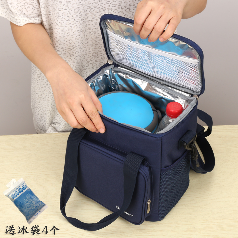 Korean thickened round lunch box bag large bento bag hand insulation bucket bag waterproof refrigerated to work with rice bag