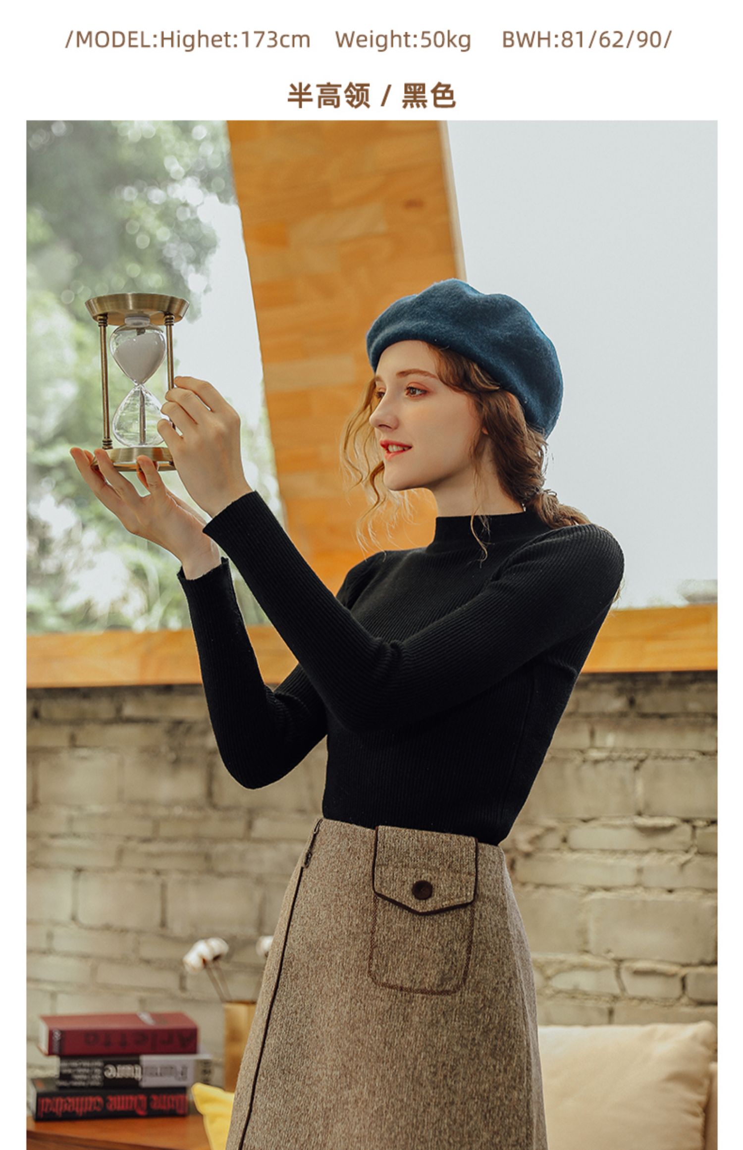 Áo len dệt kim nữ dài tay 2019 Thu và Đông Mới Slim Đen Bên trong áo khoác cao cổ Nửa áo len cao cổ dày - Đan Cardigan thoi trang cong so