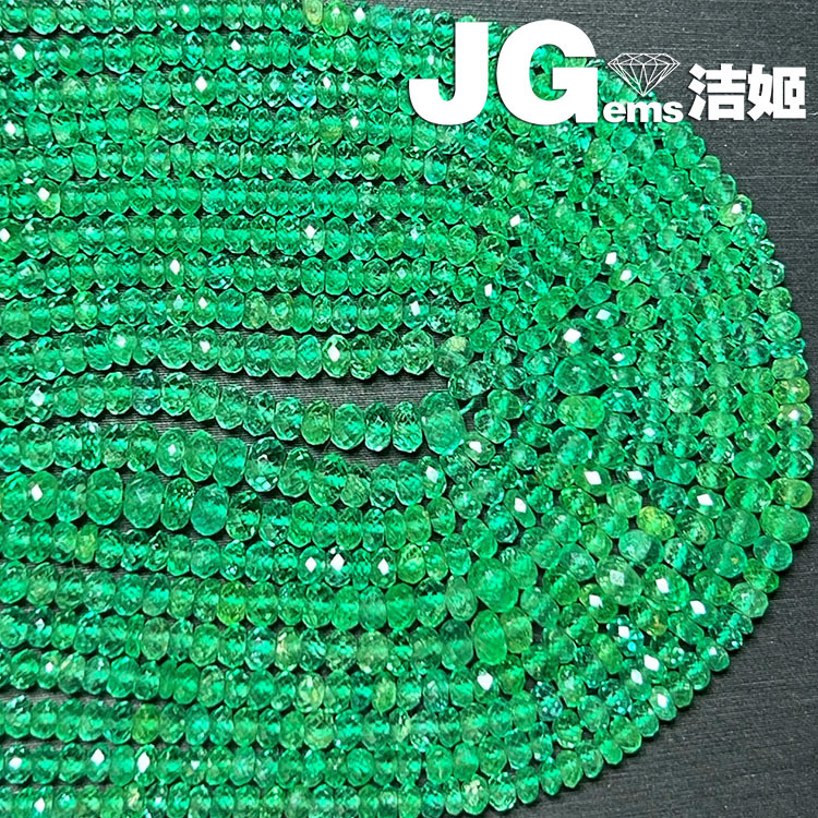 Jieji Natural Unfilled Colombian Emerald Faceted Abacus Beads Necklace Bracelet Semi-Finished DIY