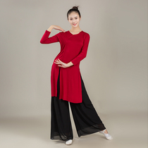 Modal dance suit Female summer teacher body rhyme Chinese dance classical dance practice suit Long cheongsam dance top elegant