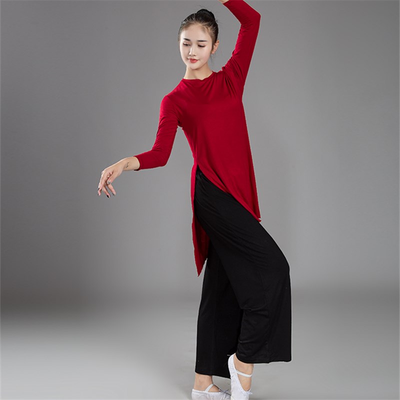 Modern dance practice Gongfu teacher Classical Dance Suit Woman Long Sleeve Yoga Service Body Rhyme Loose Suit Modale Costume