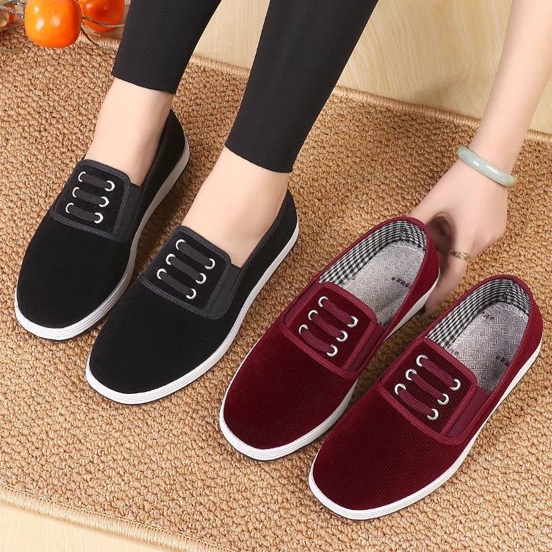 Authentic Old Beijing Cloth Shoes, Slip-On Style, New Soft Sole, Anti-Odor, Elastic Band, Casual Men's and Women's Cloth Shoes, Three-Strap Shoes