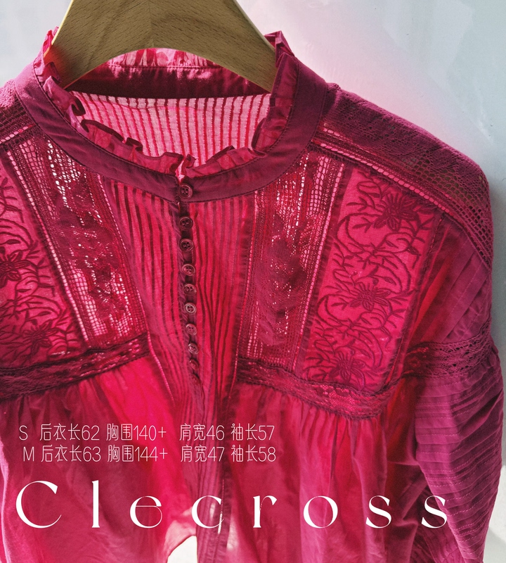 【Romantic and Graceful. Vintage and Free-Spirited】Exquisite French Lace, Thin Silk Cotton, Three-Dimensional Dragon Fruit Color Shirt