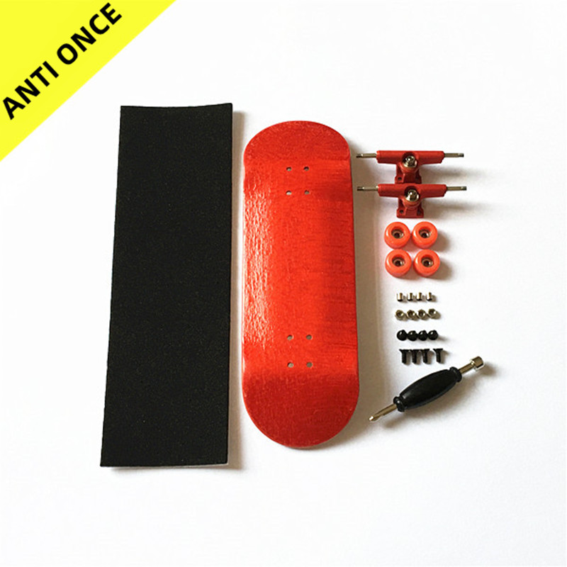 ANTI ONCE Professional Finger Skateboard Red 32MM Wide Board Maple Finger Skateboard Set