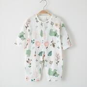 Bé jumpsuit mùa hè gạc cotton mỏng quần áo trẻ em mới ha đồ ​​ngủ bé dài tay quần áo máy lạnh