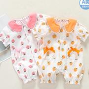 Bé mùa hè jumpsuit mới rằm leo sơ sinh 3-6 tháng bé kaki bé dâu tây in 9