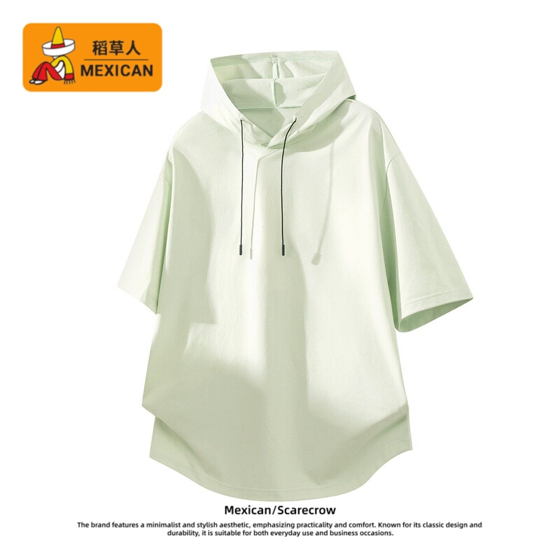 Scarecrow Mint Green Sports Top Quick-Drying Hooded T-Shirt 2026 Summer Ice Silk Cool Feeling Couple Short-Sleeved Sweatshirt Scarecrow Mint Green Sports Top Quick-Drying Hooded T-Shirt 2026 Summer Ice Silk Cool Feeling Couple Short-Sleeved Sweatshirt