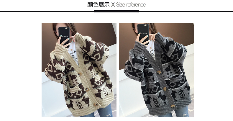 Mùa xuân 2019 mới Hàn Quốc phối màu áo len jacquard bỏ túi áo len giản dị áo len nữ - Áo len cổ chữ V áo len đẹp