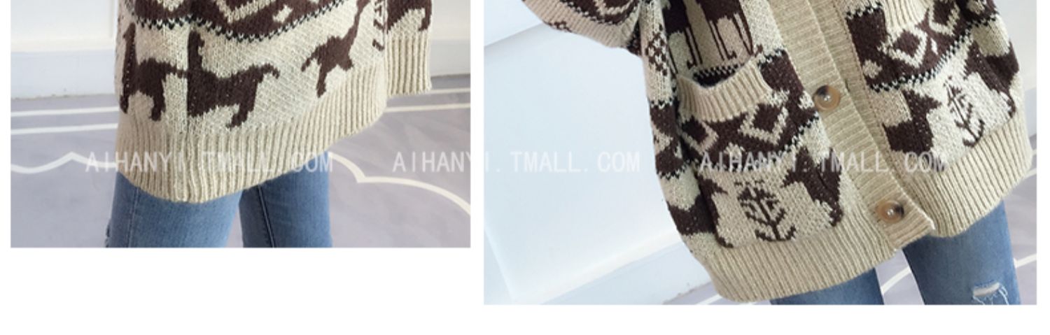 Mùa xuân 2019 mới Hàn Quốc phối màu áo len jacquard bỏ túi áo len giản dị áo len nữ - Áo len cổ chữ V áo len đẹp