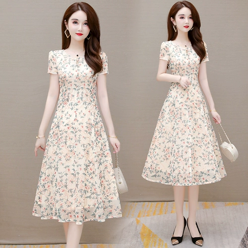 Шифоновое платье, модная приталенная юбка, короткий рукав, 2021 года, городской стиль, высокая талия