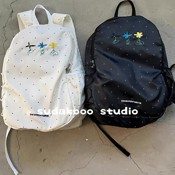 Sudakooo Korean New Model Themuseumvisitor25 Winter Cute Polka Dot Versatile Backpack School Bag