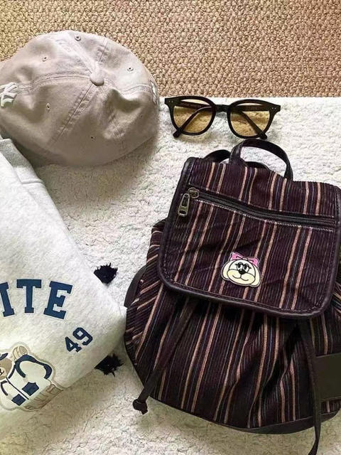 New Original Retro Backpack by Ben Dog, Unique and Stylish School Bag with Vintage Texture, High Aesthetic Value Backpack for Women