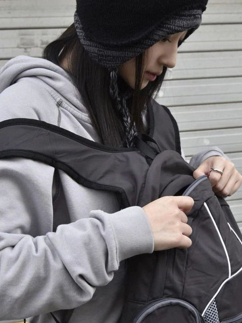 Xu Mengjie's Same Style~Instudio Korean Designer Brand Smarturbanuseful Mesh Backpack